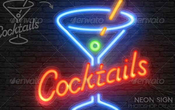 Neon Light Sign Photoshop Actions