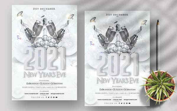 New Years White Party Flyer Template