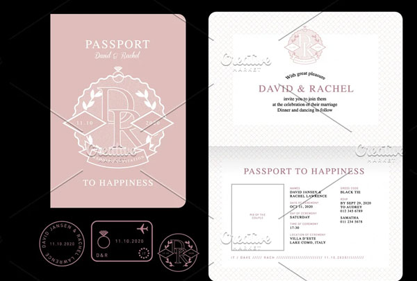 Passport Wedding Invitation Printable Template