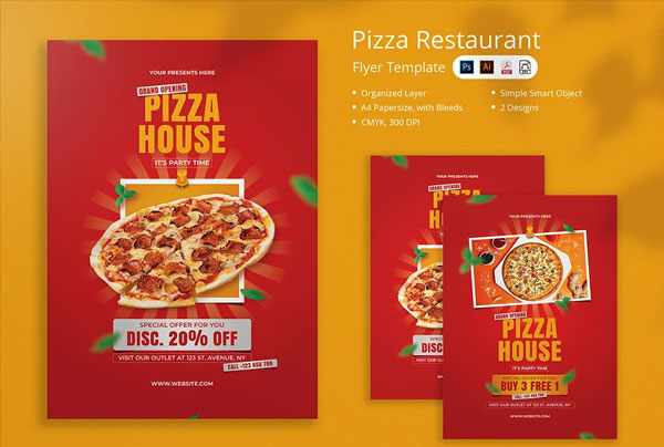 Pizza Restaurant Flyer Design Template