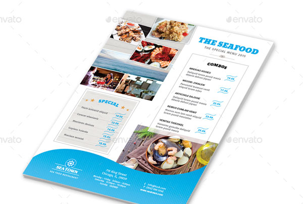 Seafood Restaurant Menu Flyer Design