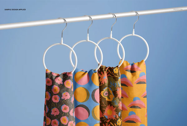 Silk Scarves on Hangers Mockup