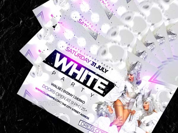 Sunday White Party Flyer Design Template