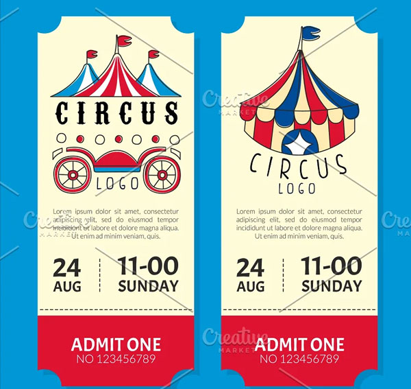 Vertical Show Vintage Circus Ticket