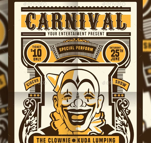 Vintage Circus Carnival Flyer Template