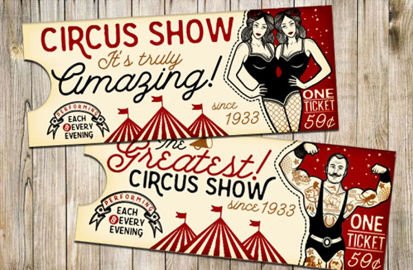 Vintage Circus Ticket Simple Template