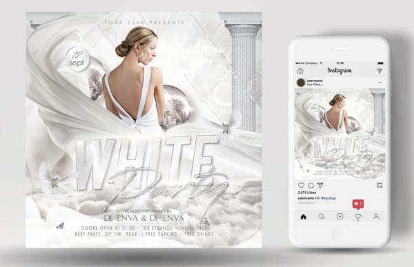 White Party Flyer Printable Template