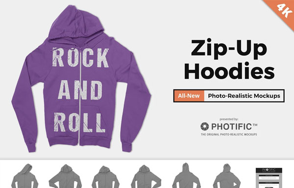 Zip-Up Hoodie Sweatshirt Mockups