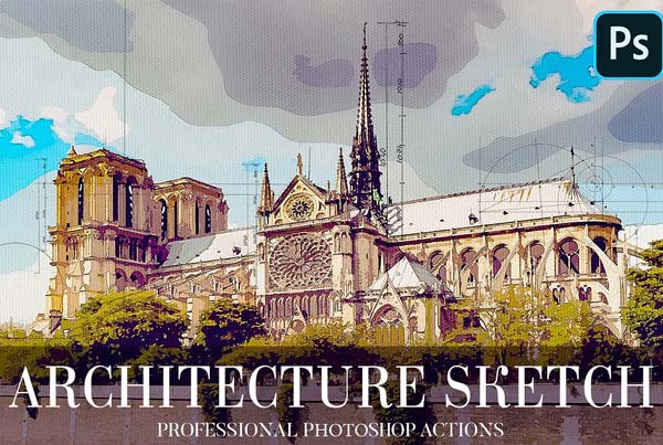 Architecture Sketch Editable Photoshop Action