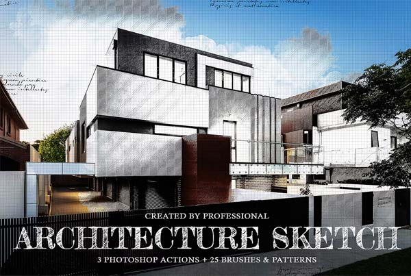 Architecture Sketch Photoshop Actions