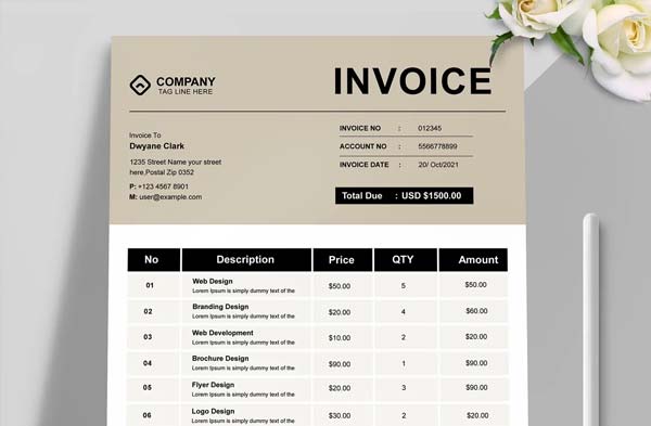 Business Travel Invoice Template Layout