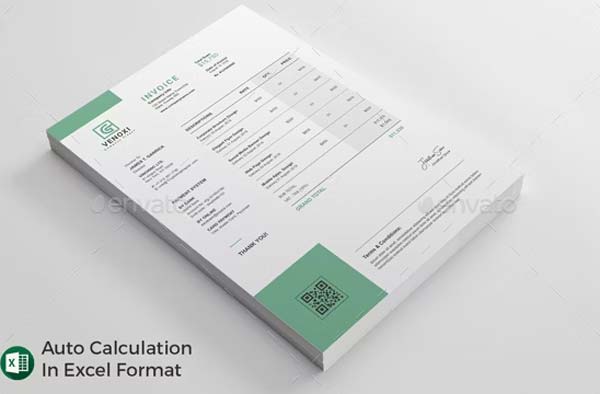 Commercial Service invoice Editable Template Excel Download