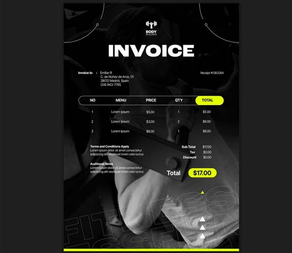 Free Download Gym Invoice