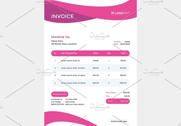 Free Editable Service Invoice Template Excel