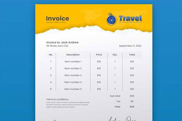 Free Sample Travel Invoice Template