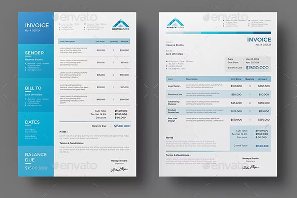 Gym Invoice Template Word