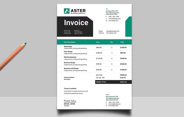 Invoice Template Format in Excel Download