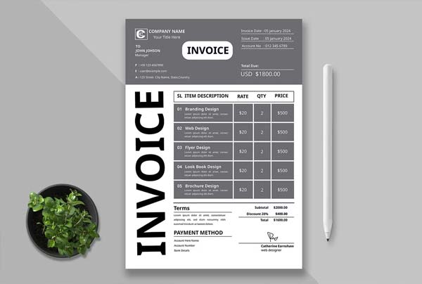 Invoice template Word, Excel, PDF, Doc
