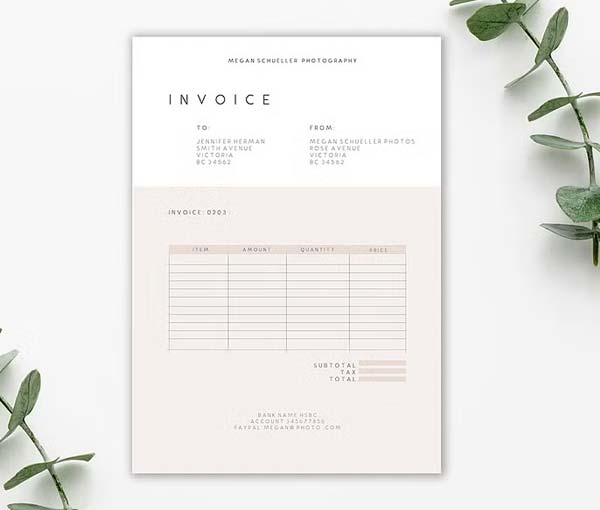 Photography Invoice Template PSD Free Download