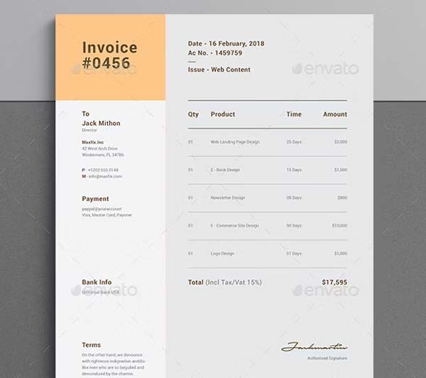 Service invoice In Excel