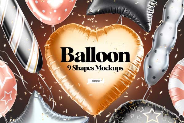 Balloon Shapes Mockups Set