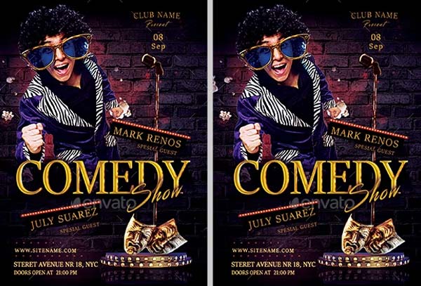 Comedy Show Flyer Printable Premium Template