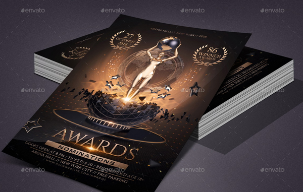 Editable Golden Awards Flyer Template