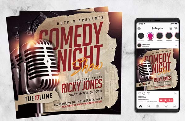 Modern Stand Up Comedy Flyer Template