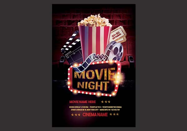 Movie Night Poster Editable Word Download
