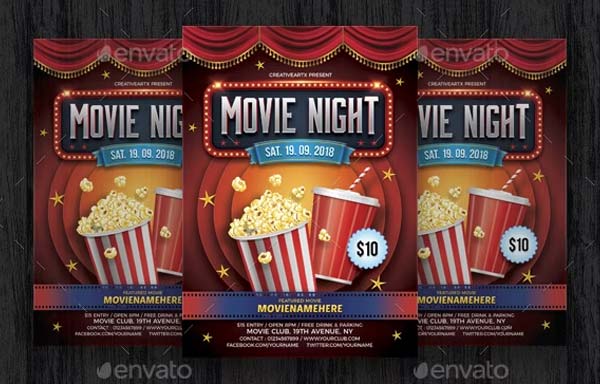 Simple Movie Night Flyer Free Template Download