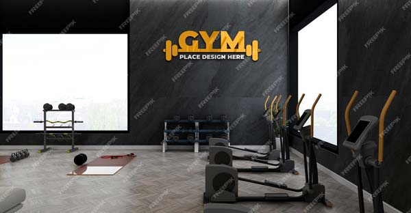 Modern GYM Interior Wall Logo Mockup
