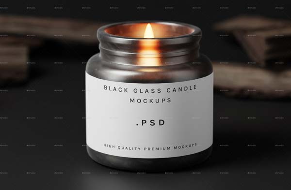 Black Glass Candle Jar Mockups