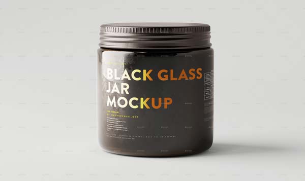 Black Glass Jar Mockup