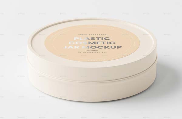 Flat Plastic Cosmetic Jar Mockups