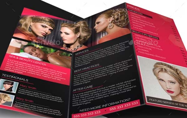 Hair Salon Fashion Style Bifold Brochure Template