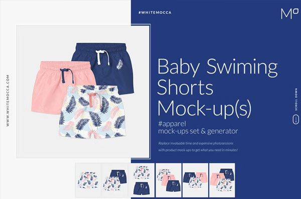 Baby Swimming Shorts Mockups Set