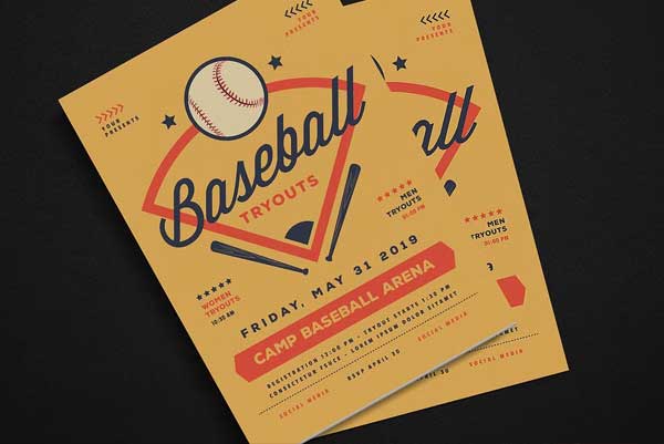 Baseball Tryouts Flyer Printable Template