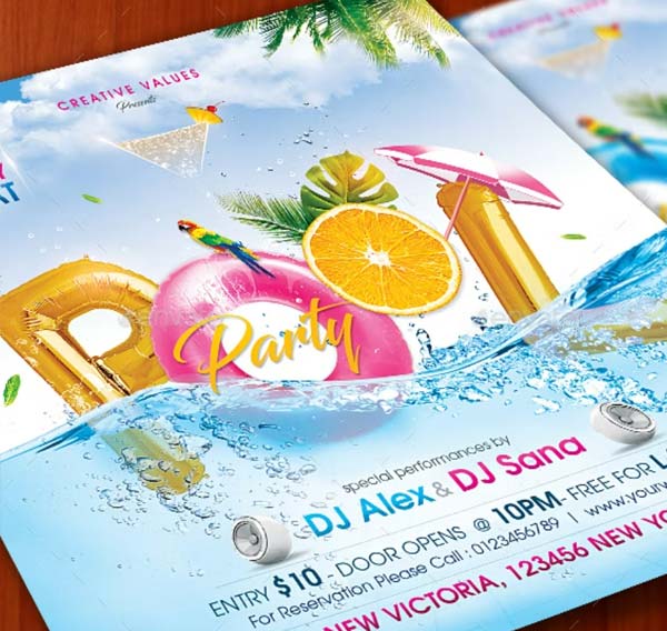 Creative Pool Party Flyer Template