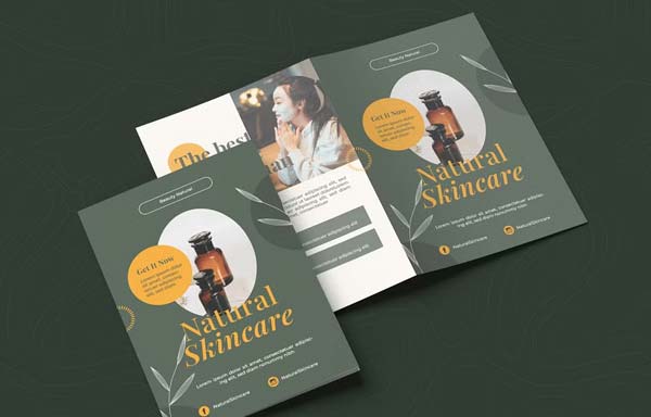 Editable Skincare Bifold Brochure Design