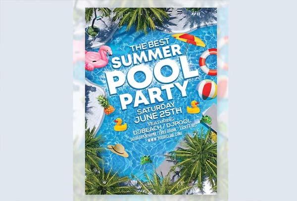 High Quality Pool Party Flyer Template