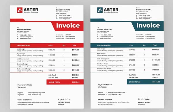 Invoice Template Travel Excel Free Download