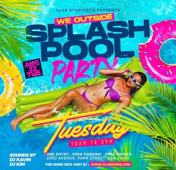 Modern Pool Party Flyer Template