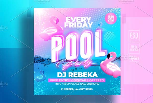 Pool Party Flyer Templates