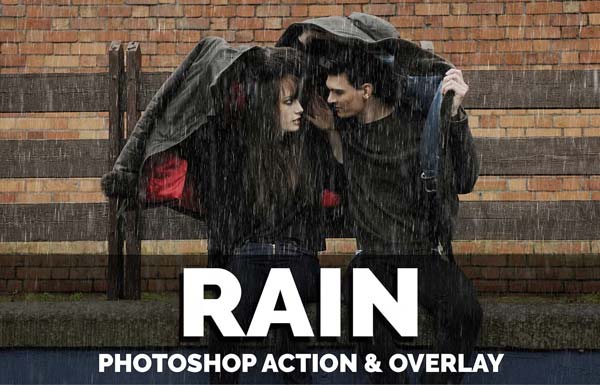 Rain Photoshop Action and Overlay