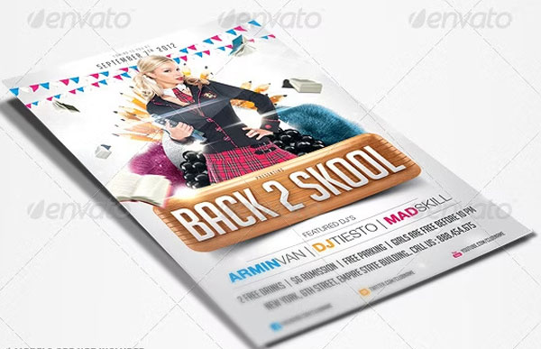 Simple Back to School Party Flyer Template