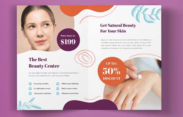 Skin Care Beauty Bifold Brochure Template