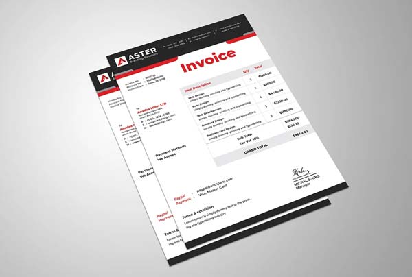 Travel Invoice Printable Template