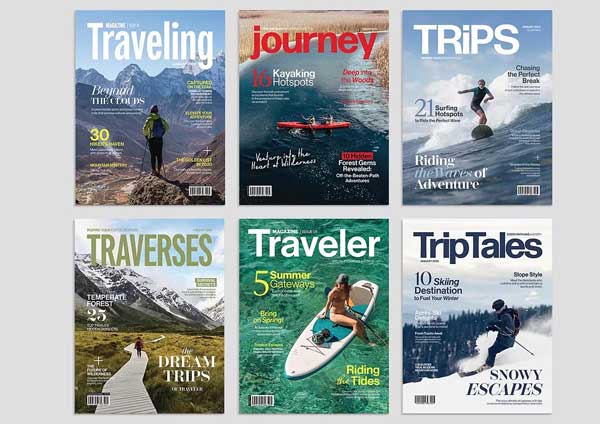 Travel Magazine Cover Templates Set