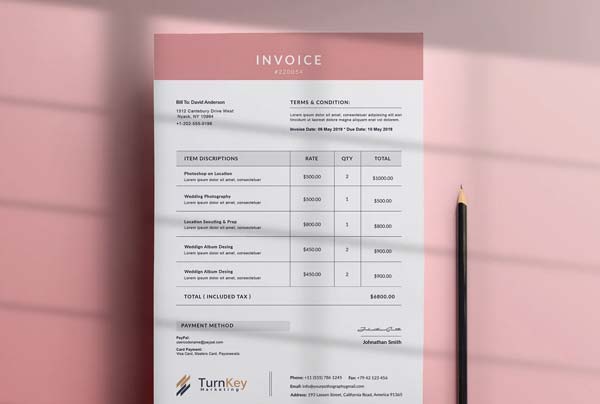 Travel Service Invoice Template Free Download