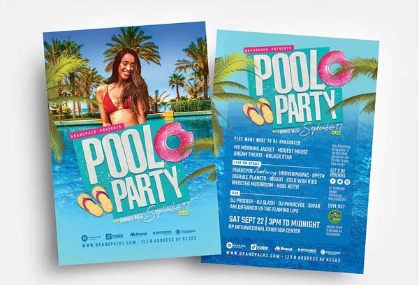 Unique Pool Party Flyer Template